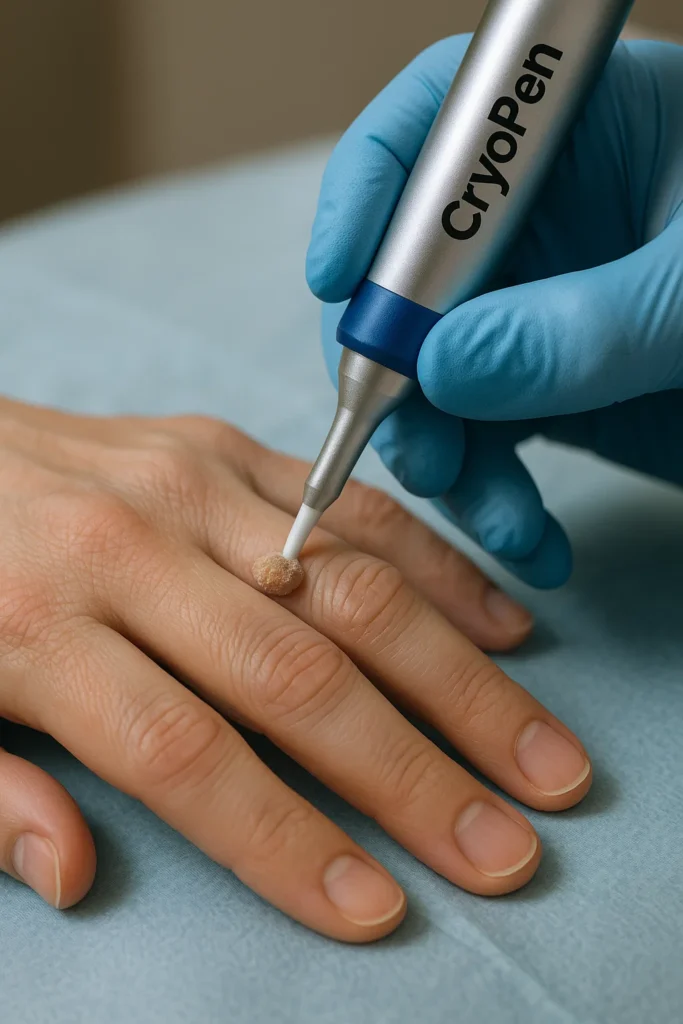 example of cryopen wart removal Greater London (Barking and Dagenham) treatment on a persons finger