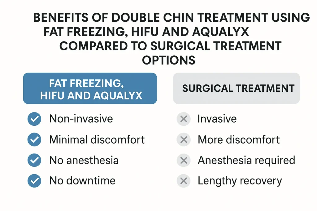 Graphic about the benefits of double chin treatment Greater London (Barking and Dagenham) - from LA LIPO