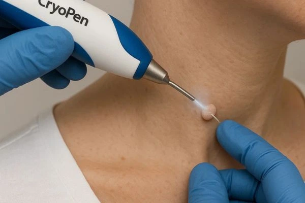 Person receiving cryotherapy Greater London (Barking and Dagenham) for skin tag removal