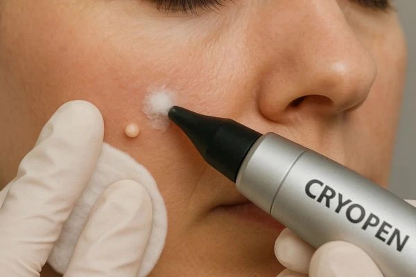 Woman receiving milia removal treatment Greater London (Barking and Dagenham)